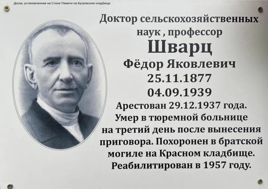 В ЦХДКГАНО поступили документы Ф.Я. Шварца, агронома-селекционера, профессора, заведующего Симбилейской опытной станцией